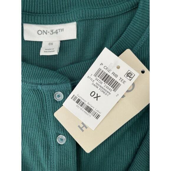 On 34th Forest Green Ribbed Long Sleeve Top Plus Size 0X NWT - Picture 3 of 4